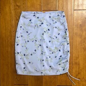 Forever 21 Y2K Purple Floral Ruched Pencil Mini Skirt Size S Cottagecore Grunge
